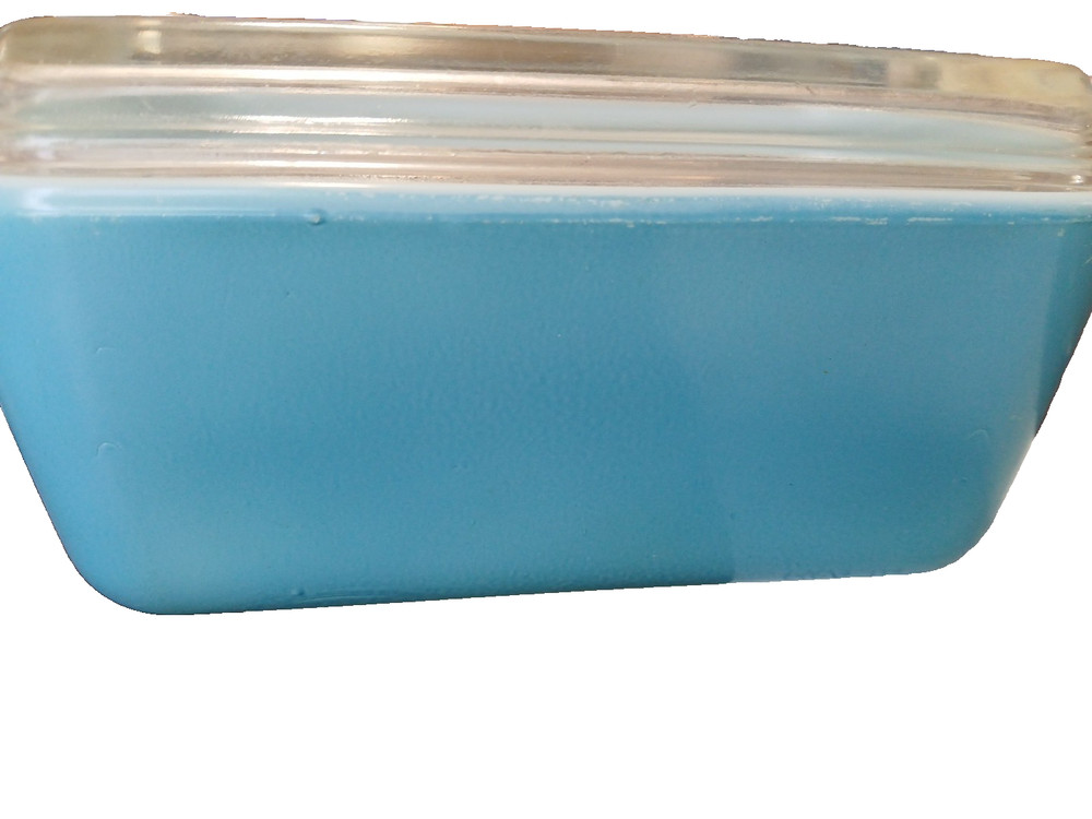 Vintage Pyrex Refrigerator Dish with Ribbed Lid Primary Colors Blue 502-B 502-C