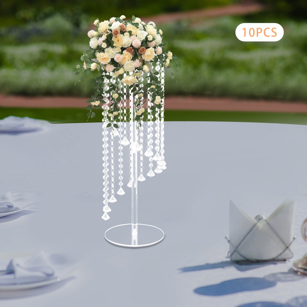 10Pcs 23.6Inch Clear Acrylic Floor Vase Stand for Centerpiece Decor