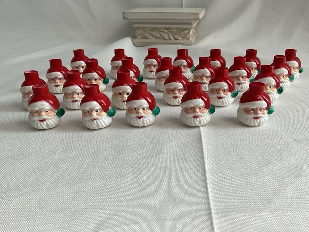 Vintage 1.5” Santa Claus Plastic Christmas String Light Covers Lot Of 25
