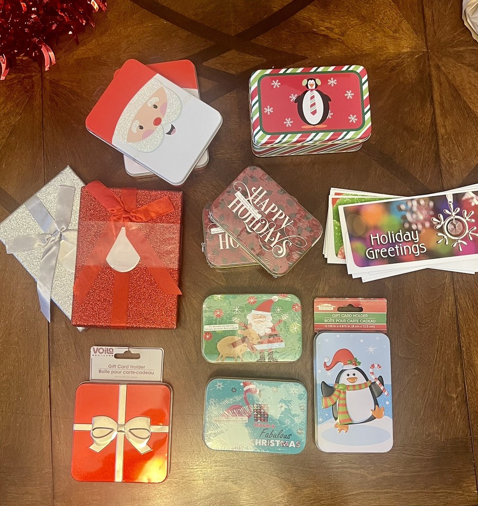 Gift Card Christmas Tins Variety Pack Lot Of 11 Gift Cards For Cash-image