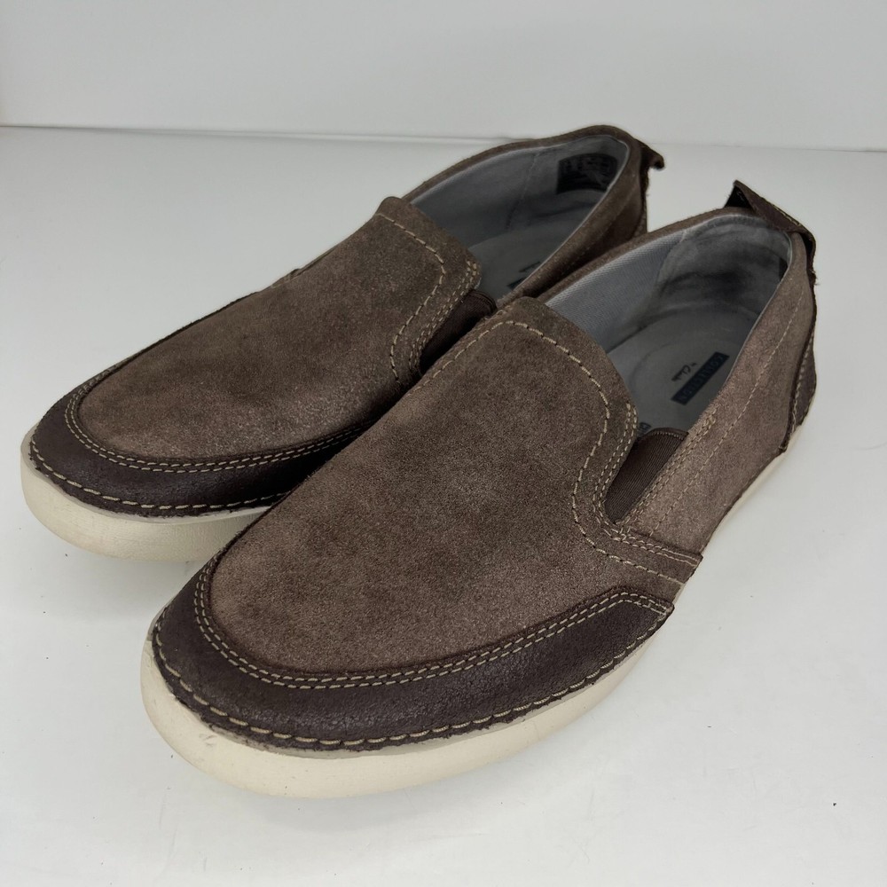 Clarks Mens 15807 Brown Suede Comfort Slip On Loafers Size 11
