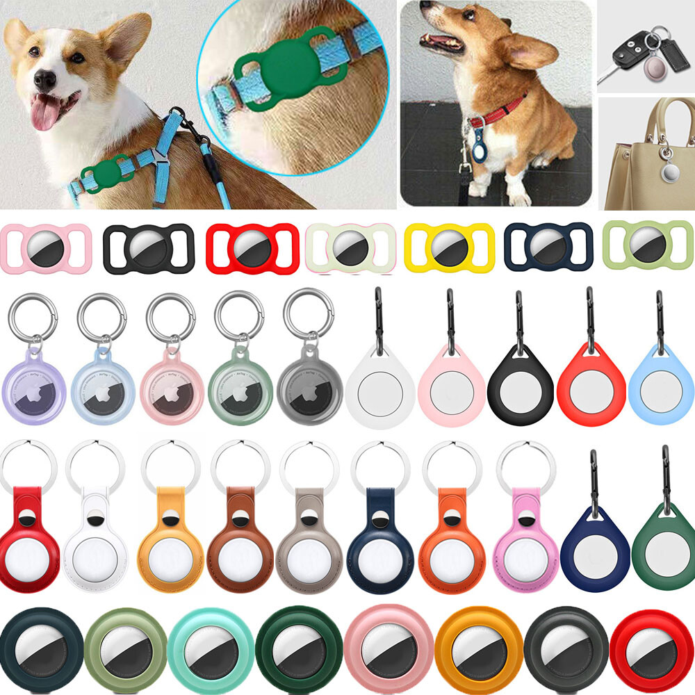 Leather AirTag Case with Carabiner Key Ring for Apple AirTag Protective Cover