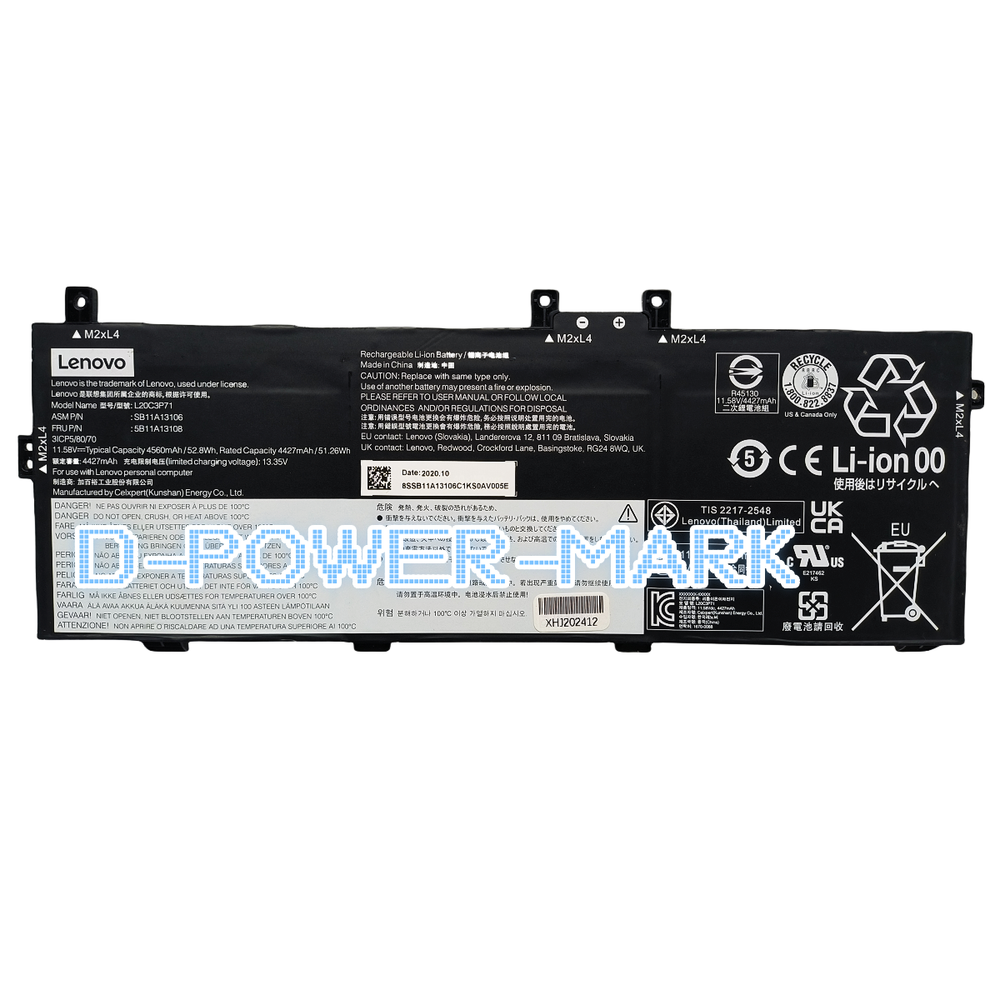 ORIGINAL 52.8Wh L20C3P71 L20M3P71 Battery for Lenovo ThinkPad X13 Yoga 2nd Gen