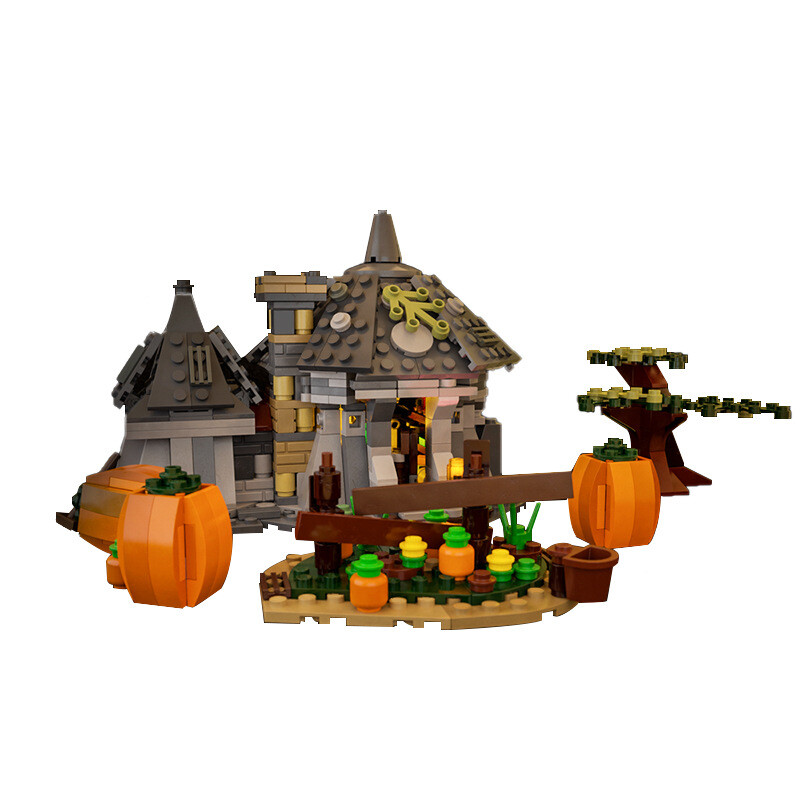 MOC Halloween Hut Building Toy With Pumpkin Decoration Kids Educational Bricks