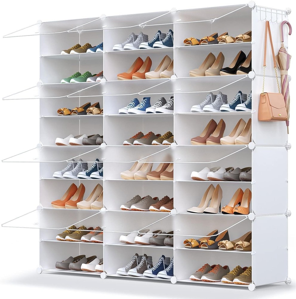 48-Pair Shoe Rack Organizer Cabinet with Doors for Closet Storage