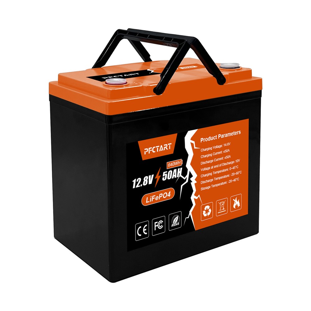12.8V 50Ah LiFePO4 Deep Cycle Lithium Battery 640Wh for RV Solar System Marine