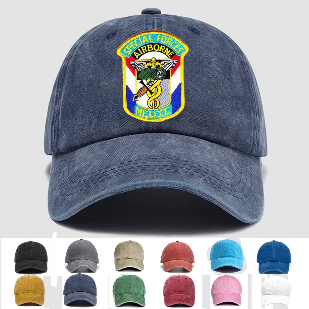 Custom Embroidered Hat Special Forces Airborne Medic, Veteran Cap, Trucker Hat