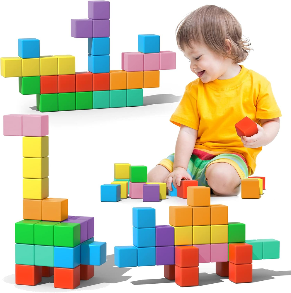 56PCS Large Magnetic Building Blocks for Toddlers 3-5 – Travel-Friendly STEM Toy
