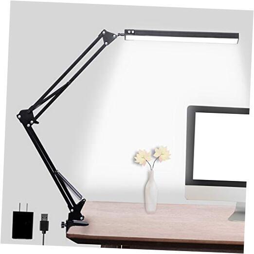 LED Desk Lamp, Adjustable Swing Arm Lamp with Clamp, Eye-Caring Traditional