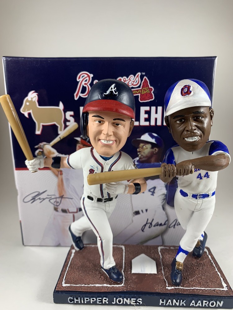 Hank Aaron Chipper Jones 2021 Atlanta Braves GOAT A-List Bobblehead SGA
