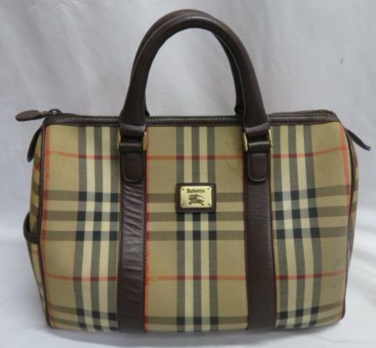【Good condition】Burberry boston bag mini hand bag check Shadow Horse USED JAPAN