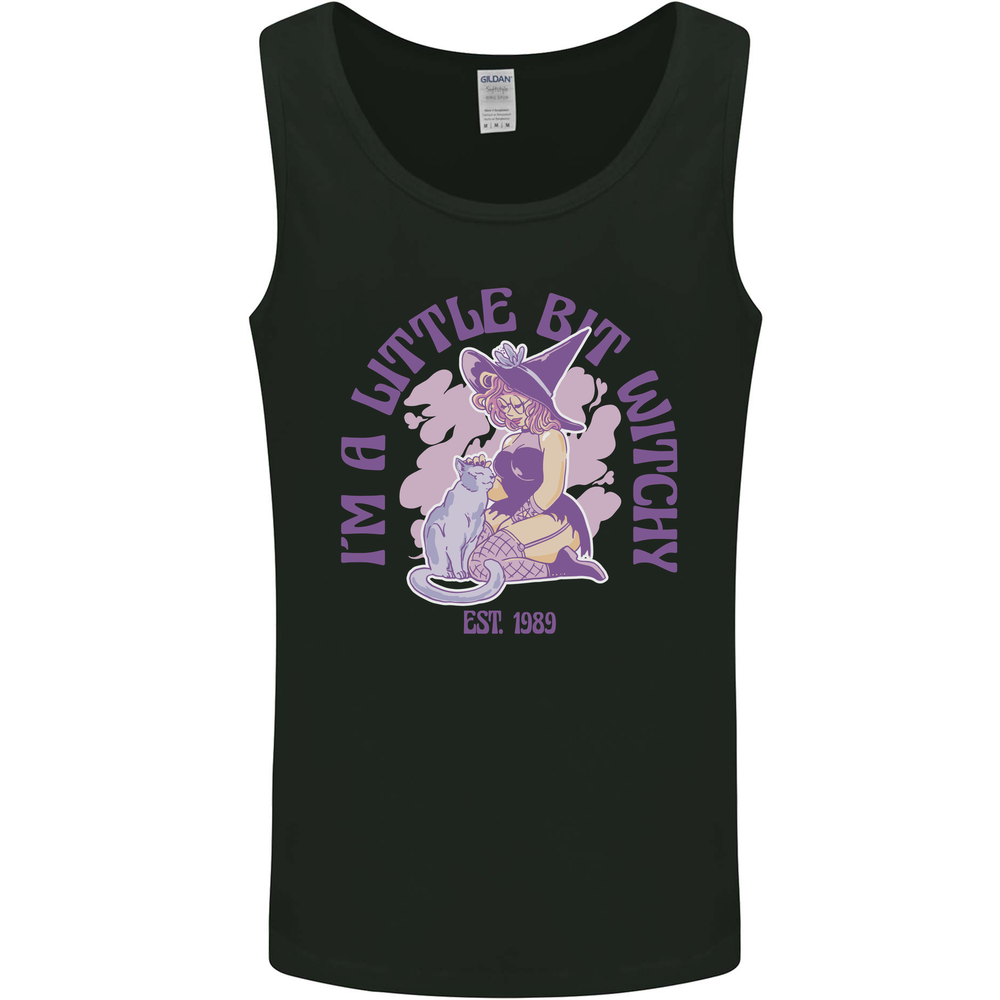 A Bit Witchy Funny Halloween Cat  Witch Mens Vest Tank Top