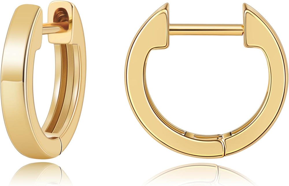 14K Gold Plated Huggie Hoop Earrings for Women Small & Dainty