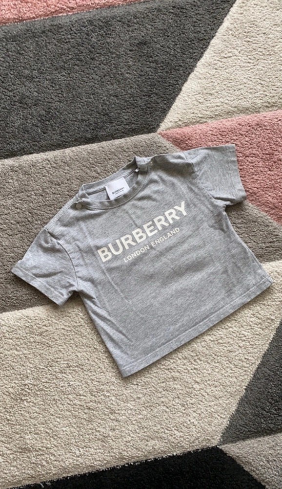 Grey Burberry Top Baby T-Shirt for Boys or Girls 12 Months