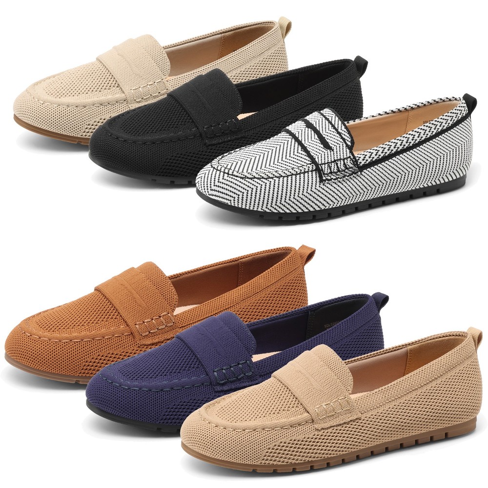 Women Slip On Breathable Knit Loafers Penny Loafer Casual Shoes Office Shoes