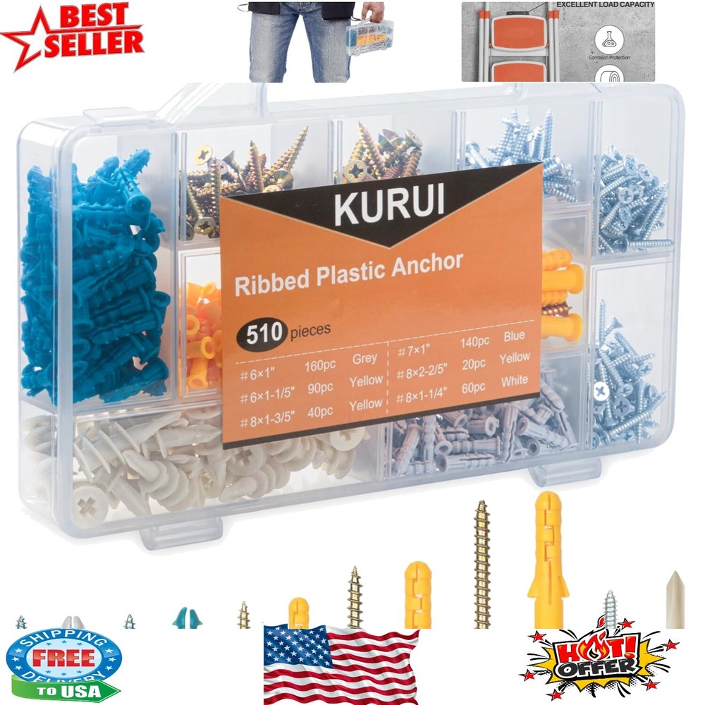 Professional DIY 510Pcs Wall Hanging Kit with Anchors and Screws - Easy to Use