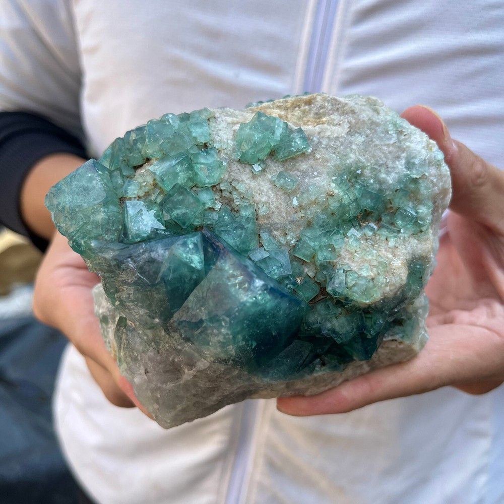 2.1LB Natural Green Fluorite Crystal Ore Specimen for Collectors