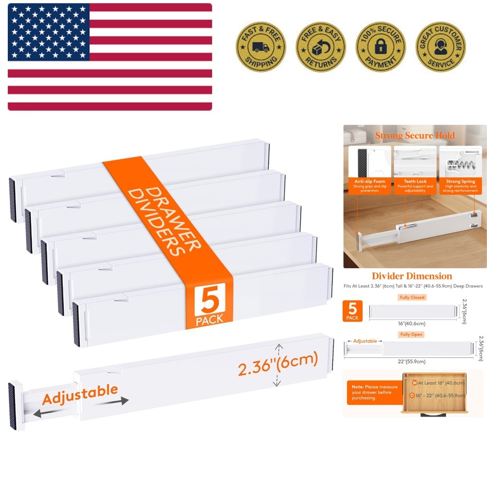 5 Pack Kitchen Drawer Dividers 2.36