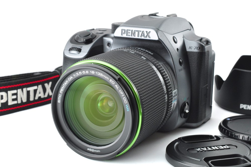 Pentax K-70 Silky Silver DSLR with 18-135mm WR Zoom Lens 24MP Weatherproof 4431 Shots