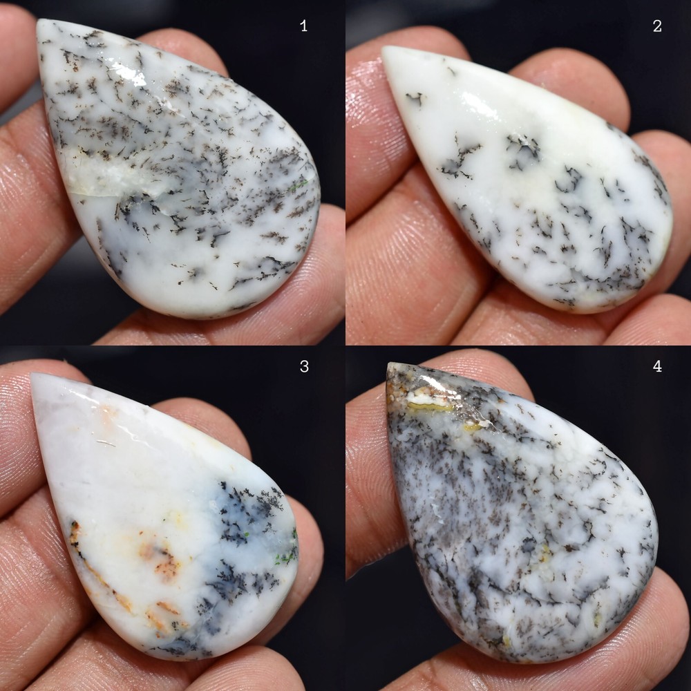 High-Quality  Dendrite Opal Plain Loose Cabochon, Handcrafted Falt Back Pendent