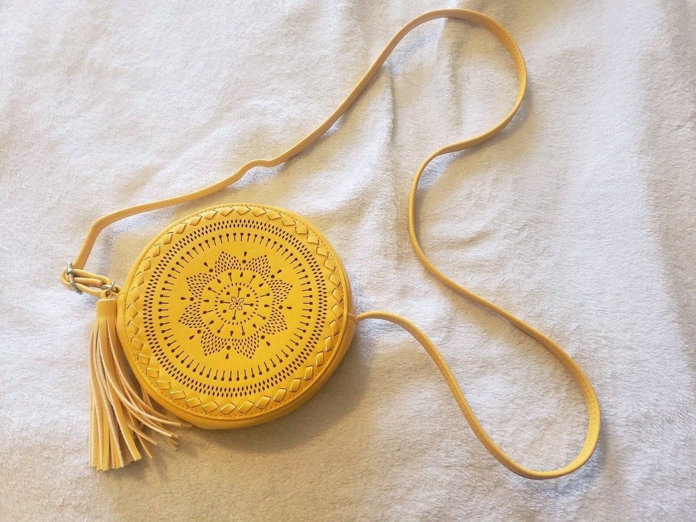 Art Class Medium Yellow Round Bohemian Retro Fun Style Bag Adjustable Crossbody