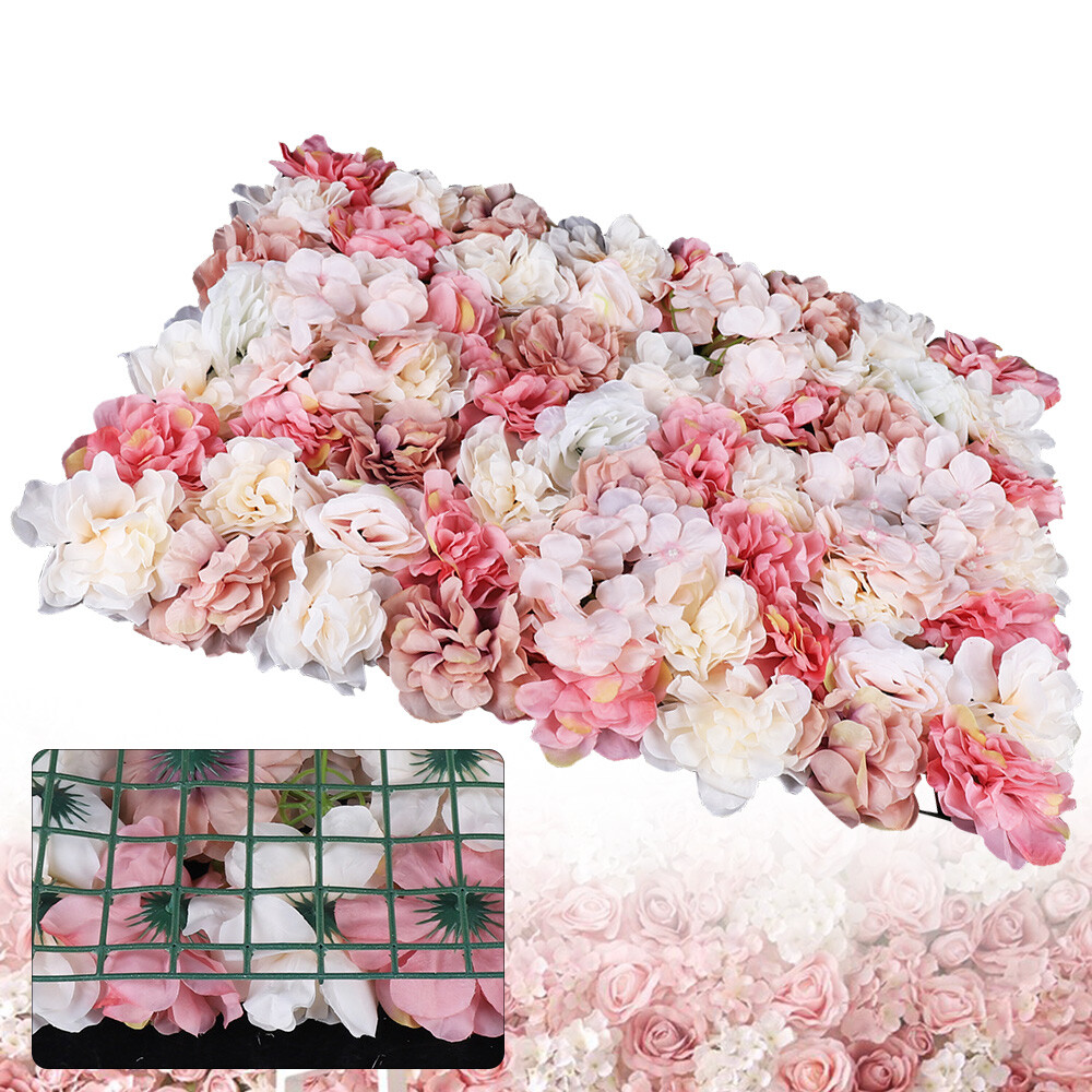 6 Pcs Artificial Silk Flower Wall Panel Hydrangea Wedding Party Backdrop Decor