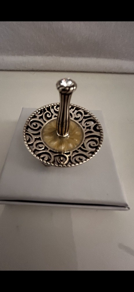 Brighton Lacie Silver Plate Ring Holder with Mother of Pearl and Swarovski Crystals