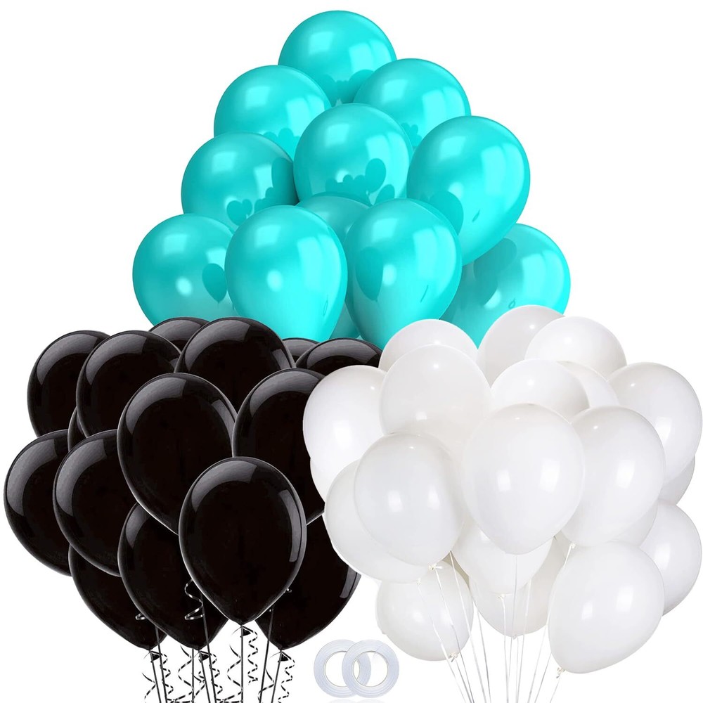 Teal Turquoise Black Graduation Party Decor 2024 with Balloons