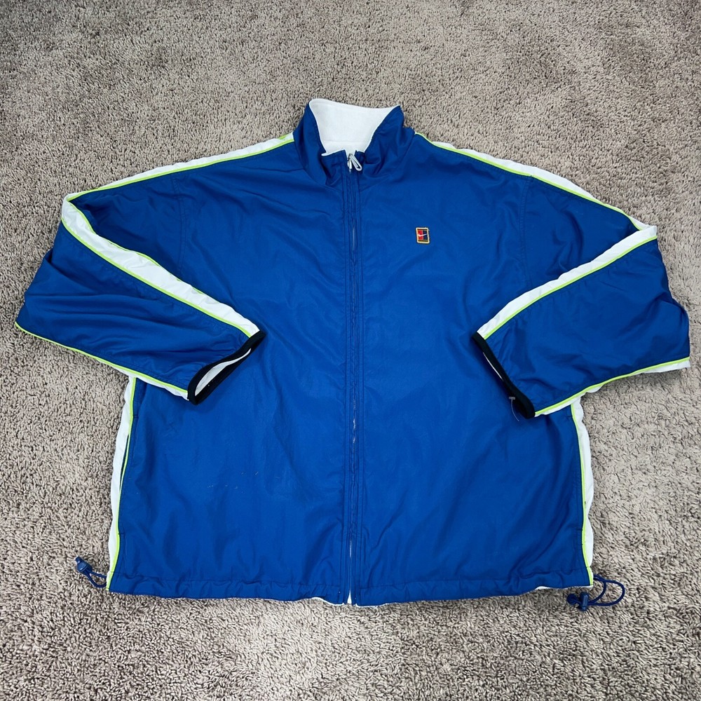 Vintage Nike Jacket Mens XL Blue White Towel Cloth Reversible Challenge Court