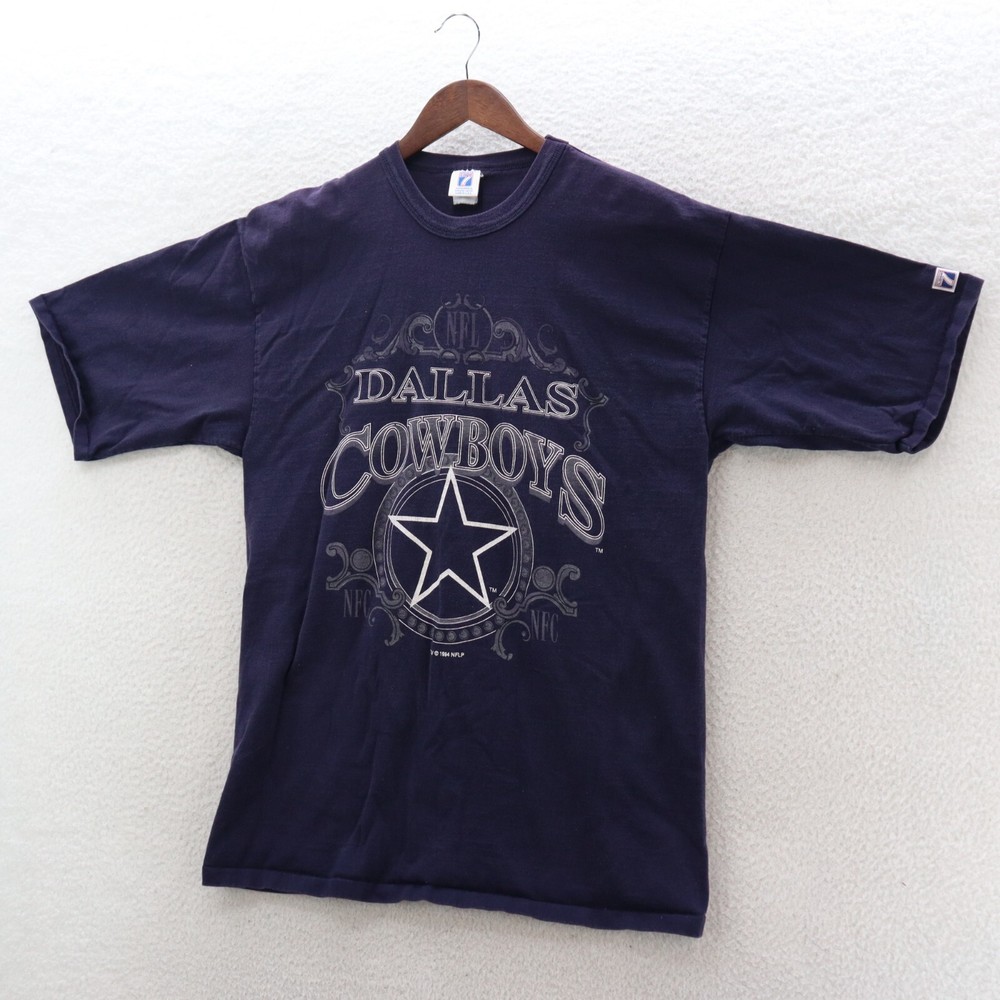 VTG Logo 7 Dallas Cowboys T-Shirt Men's Large Blue NFL Football Sports 90s USA