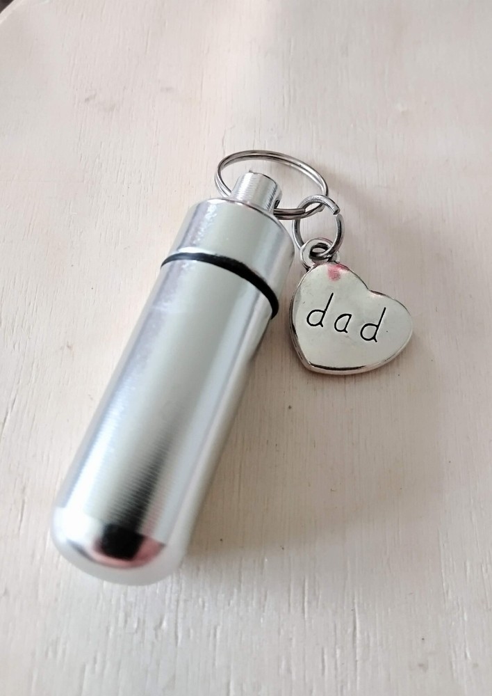 Cremation Urn Necklace or Keychain for Ashes Dad Memorial Keepsake Funeral Favor