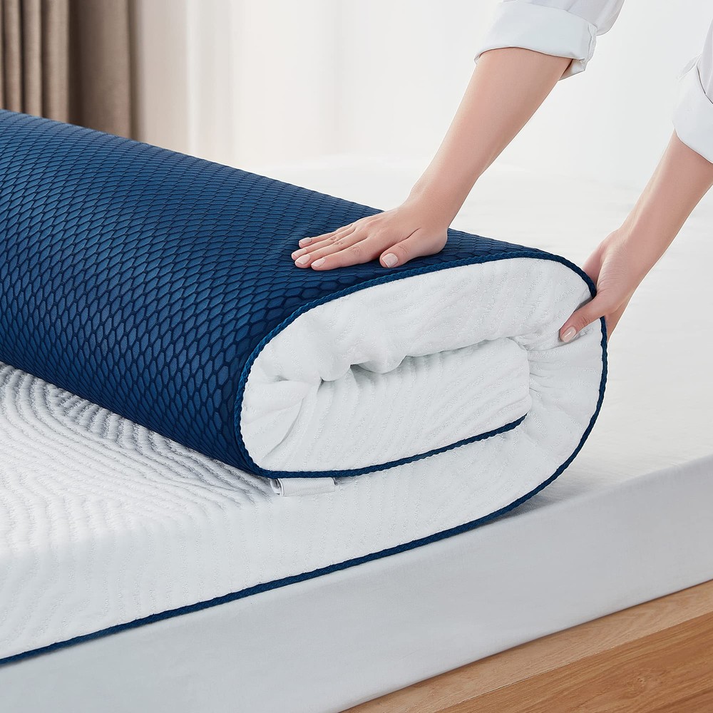 3 Inches Cooling Gel Memory Foam Mattress Topper, Soft Bed Topper Full with T...