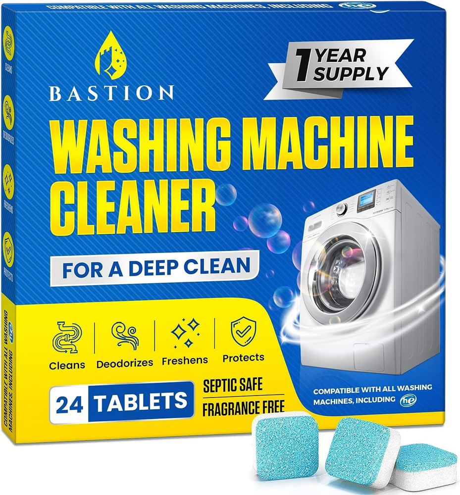 24 Pack Washing Machine Cleaner Tablets - Powerful HE Descaler for Deep Cleaning