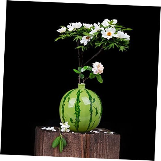 Vintage Ceramic Vase Vase with Unique Watermelon Decor, Flower Vase for Small