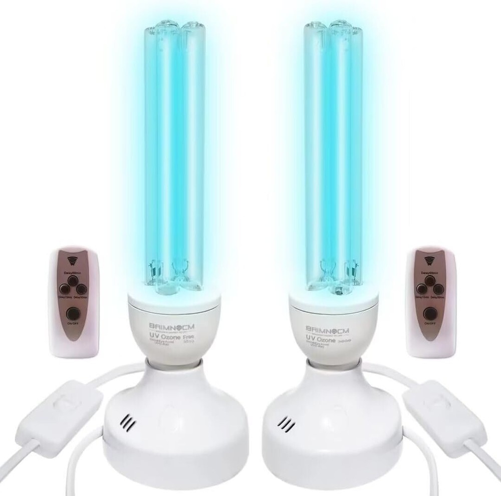 2-Pack 25W UV Light Bulbs with Timer for Home Disinfection and Air Purification
