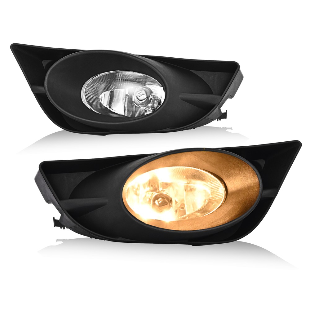 Pair Fog Lights With Halogen Bulbs & Black Bezel For Honda Fit 2009 2010 2011