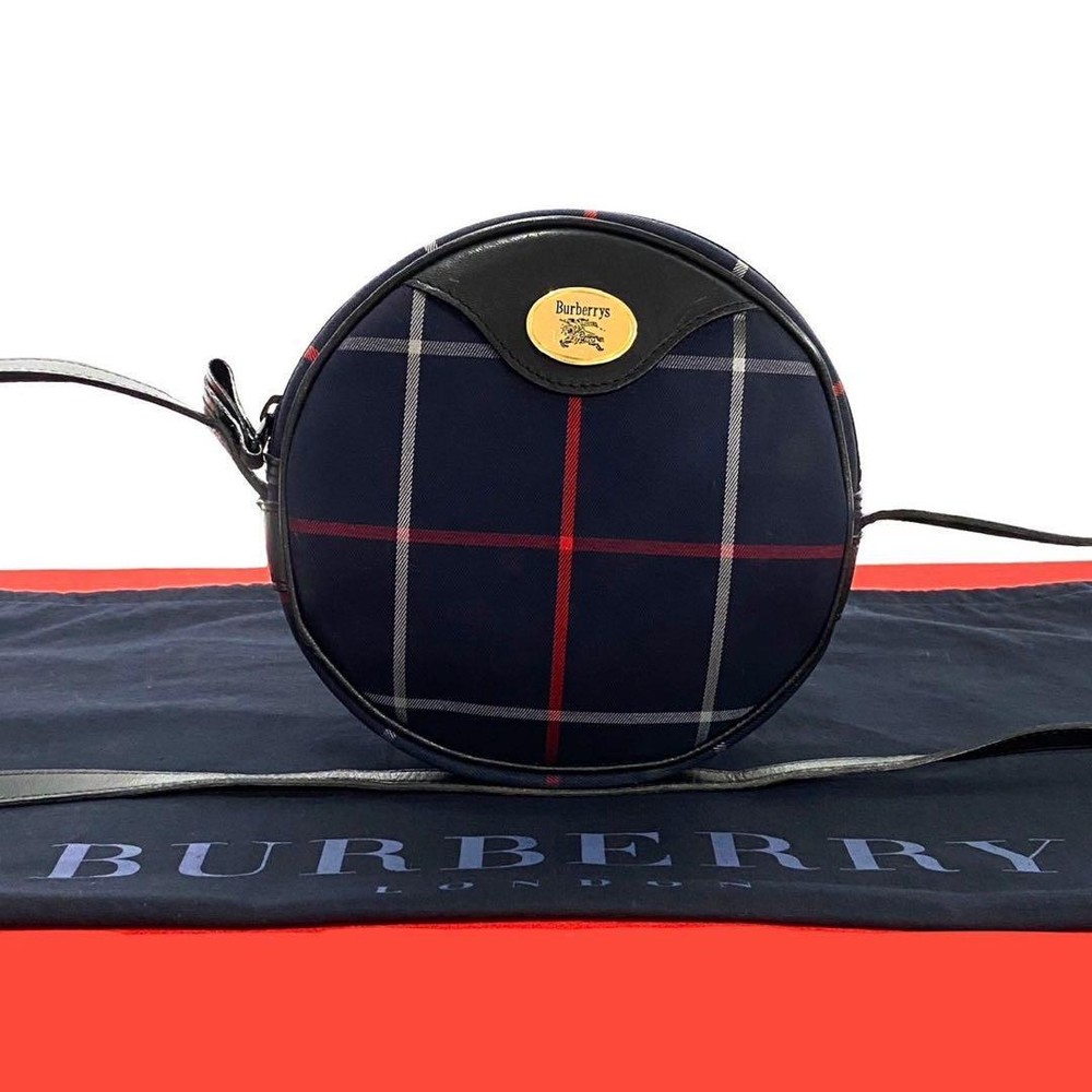 Burberry Shoulder Bag Nova Check Canvas Navy Authentic F1105136