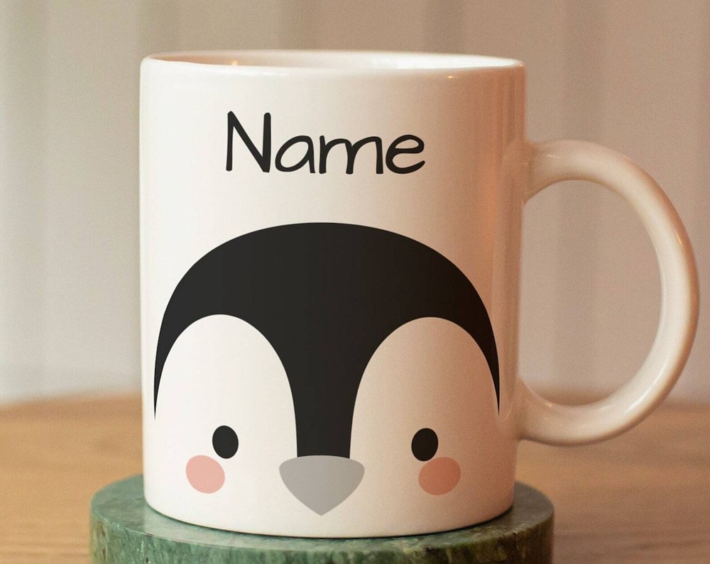 Personalized Penguin Mug With Name Custom Name Mug Penguin Children's Cup Gift
