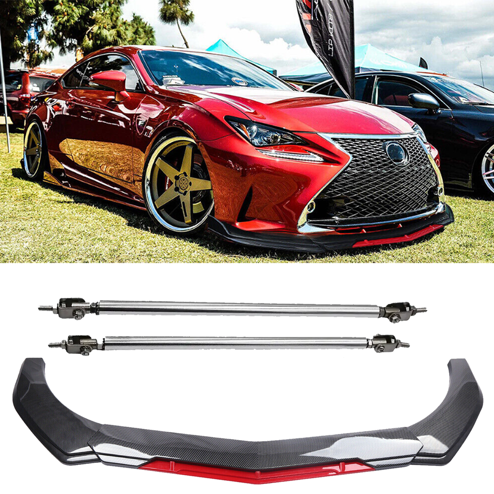 Lexus IS250 IS350 Carbon Fiber Front Bumper Lip Spoiler Splitter Strut Rod