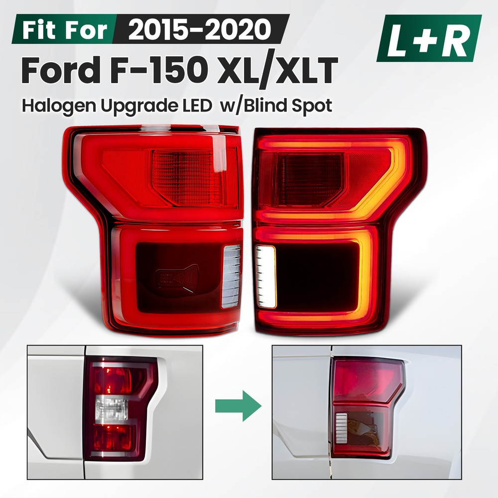 For 2015-2020 Ford F-150 XL/XLT Tail Light Halogen Upgrade LED w/ Harnesses Pair