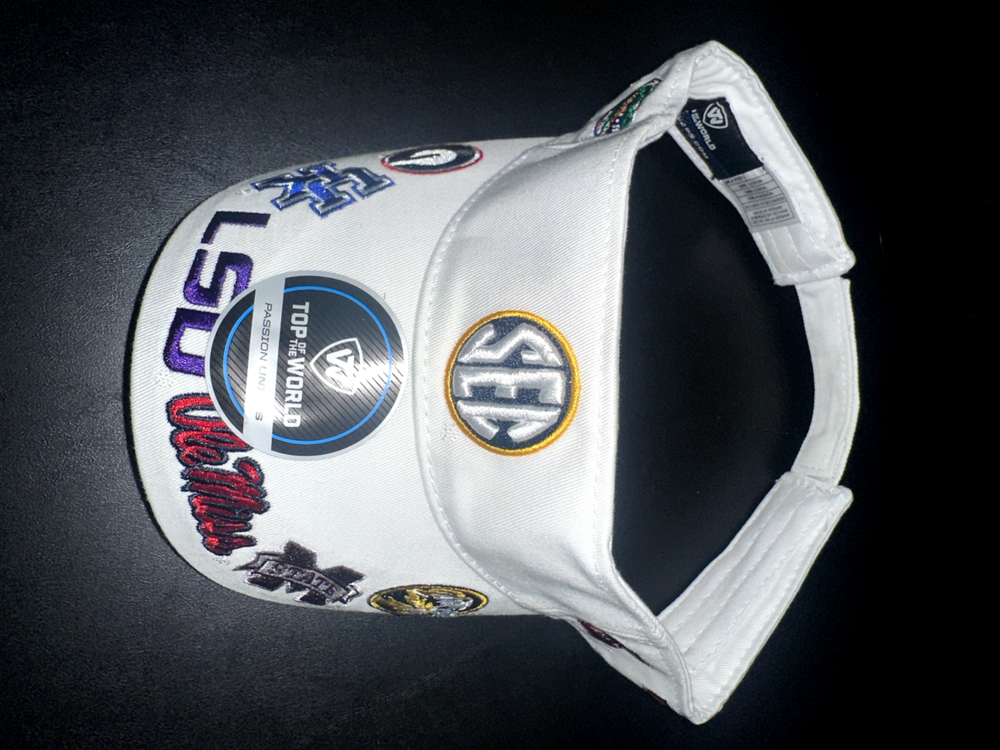 SEC All Team Logo Visor White Adjustable One Size Authentic NCAA New RARE