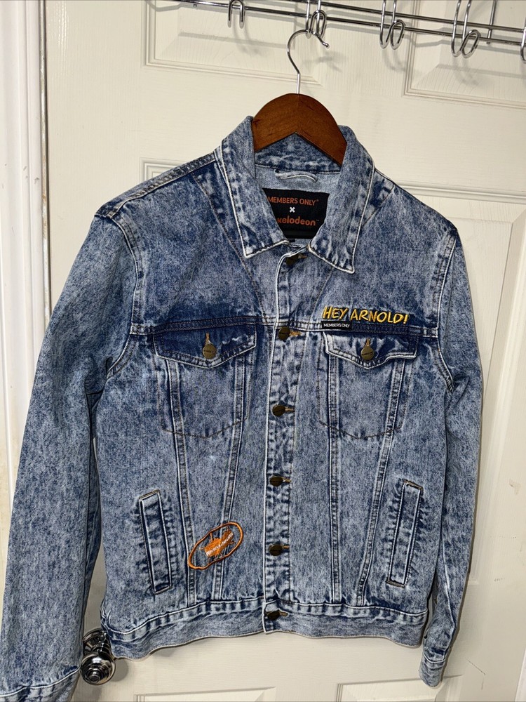 Members Only Nickelodeon Jacket Men Large Denim Blue Jean Heavy Cartoon TV VTG-image