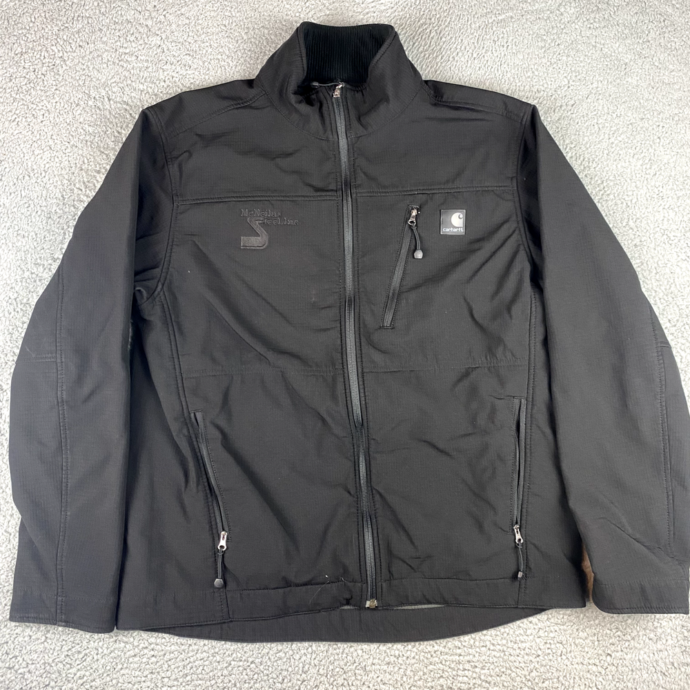 Carhartt Mens Medium Black J250 Soft Shell Fleece Jacket Wind Water Resistant