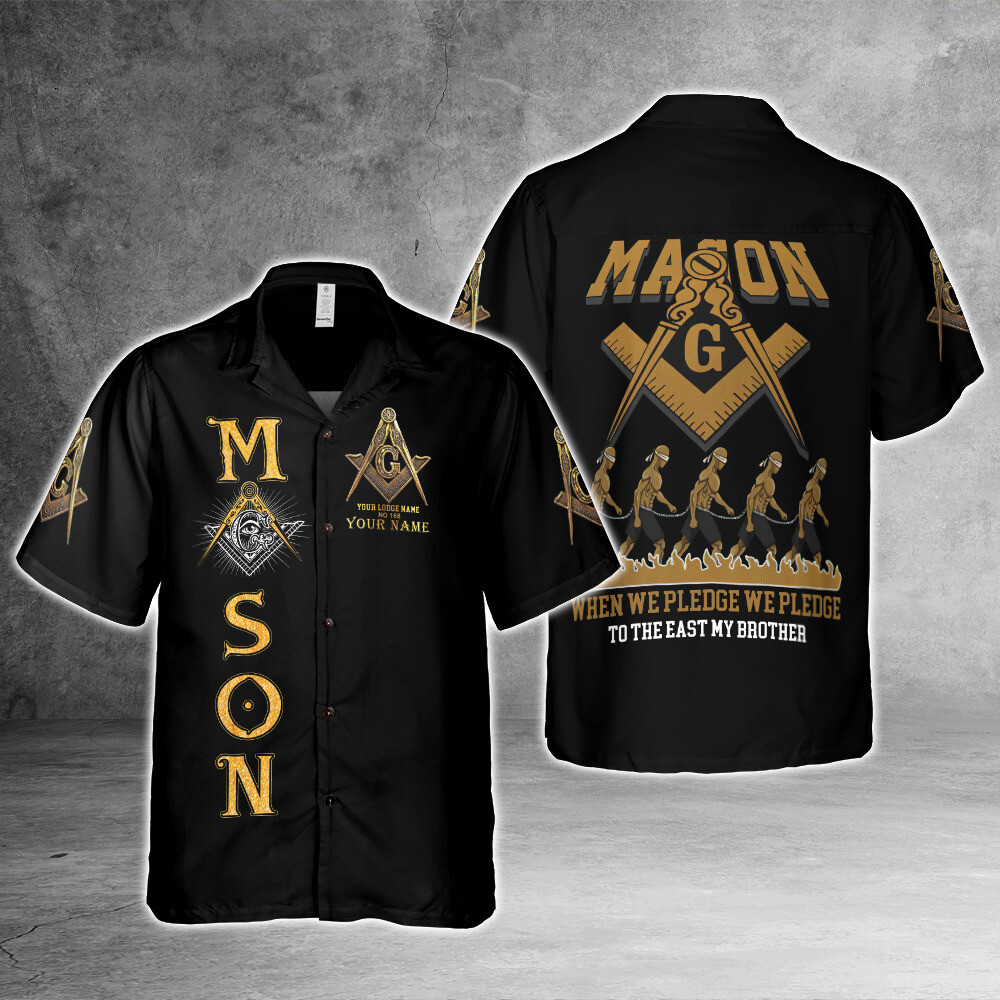 Custom Lodge Name Freemason Maonic 3D All Over Print Hawaiian Shirt Size S 5XL