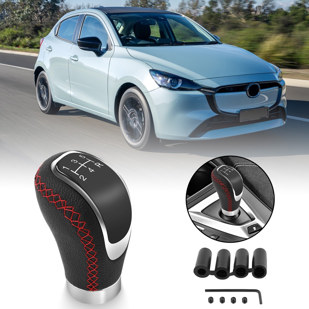 For Mazda 2 3 5 6 CX-3/5 Leather Manual Gear Stick Shift Knob Shifter Lever Head
