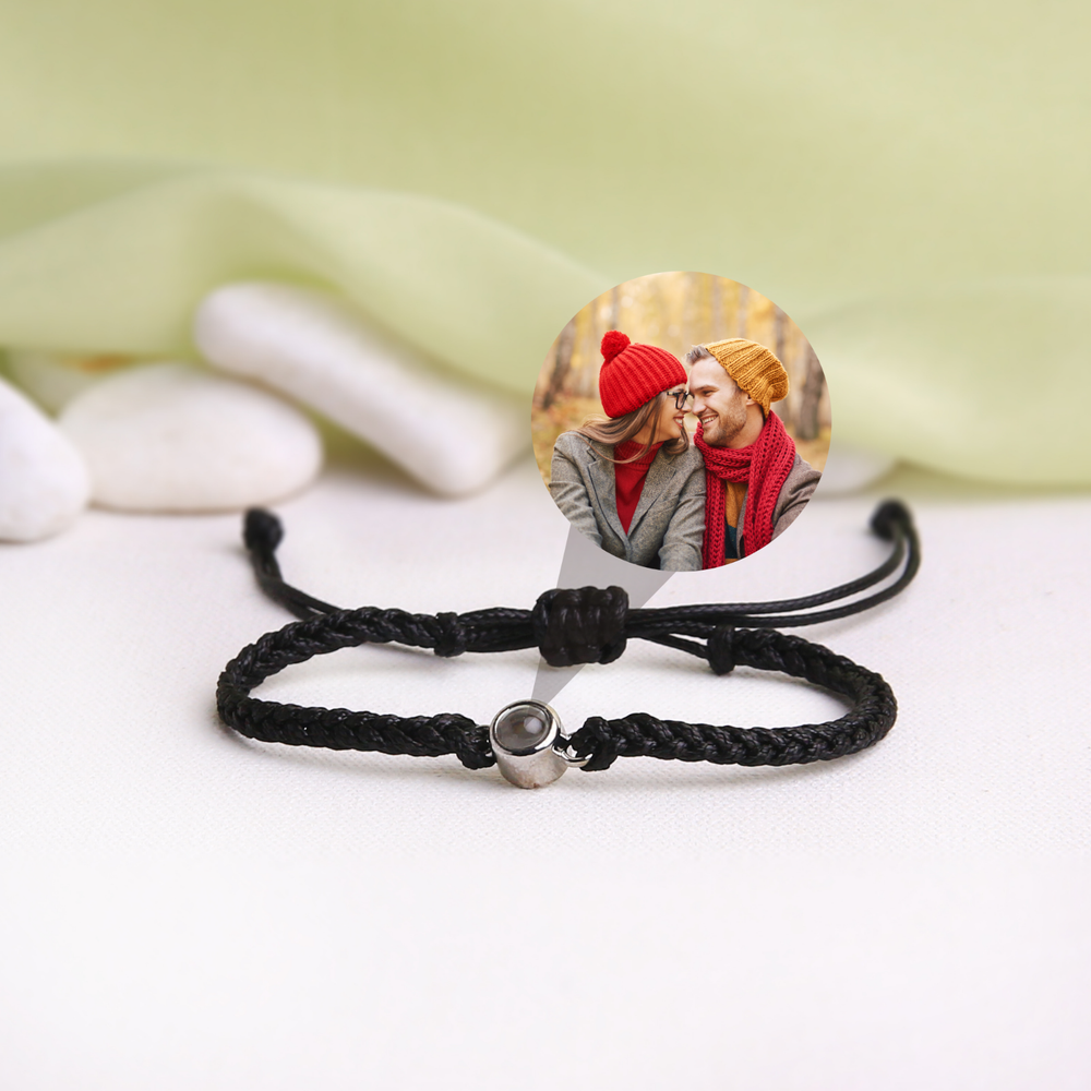 Personalized Photo Projection Rope Bracelet • Pet Loss Jewelry • Gift for Couple