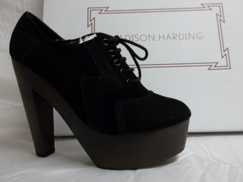 Madison Harding Size 6.5 M Geist Black Leather Booties Heels New Womens Shoes