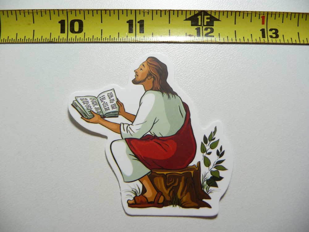 RELIGIOUS JESUS RECITING BIBLE DECAL STICKER CHRIST FAITH CHURCH BELIEF