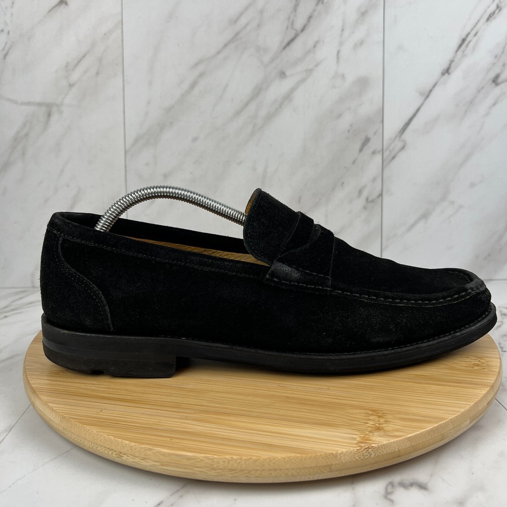 Magnanni Mens Size 11.5 M Black Suede Slip On Penny Loafers Dress Shoes 17279
