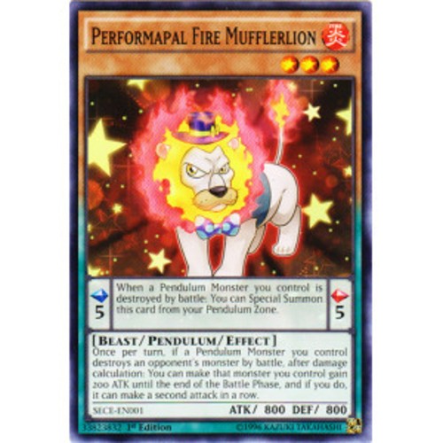 Performapal Fire Mufflerlion SECE-EN001 1st Ed Common Moderately Played